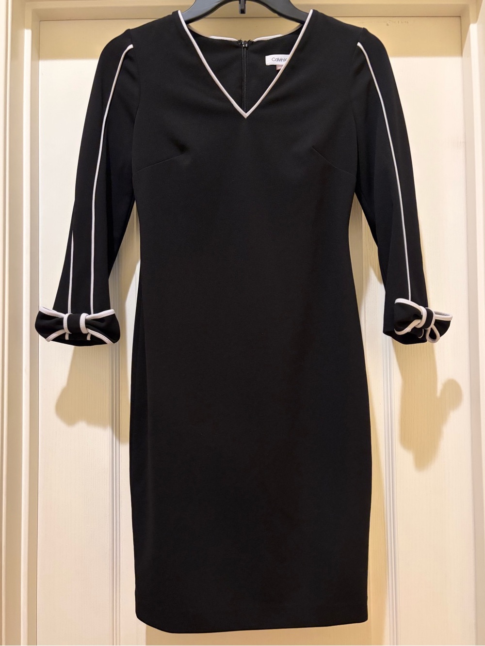 Calvin Klein Black Sheath Dress with White Trim